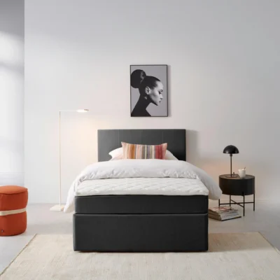 P & B Boxspringbett BOXBETT (140 in Grau, Liegefläche 140x200 cm – Bonellfederkern